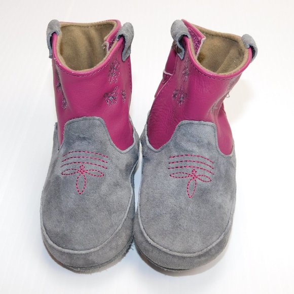 Robeez 0-6 months Girls soft sole Boots Wine Gray - Picture 5 of 10